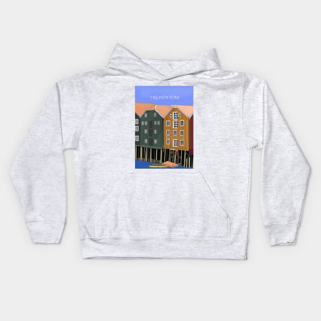 Old Storehouses Trondheim Norway Kids Hoodie by DiegoCarvalho